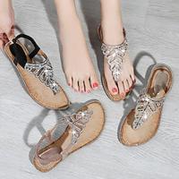 Women's Sandals Boho Bohemia Beach Platform Sandals Beach Rhinestone Platform Bohemia PU Loafer Silver Black Pink Lightinthebox