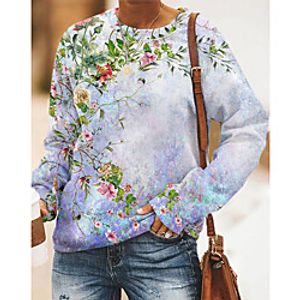 Women's Sweatshirt Pullover Floral Graphic Prints Print Daily Sports 3D Print Active Streetwear Hoodies Sweatshirts  Blue miniinthebox