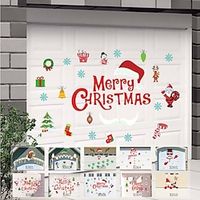Merry Christmas Letter Snowman Dinosaur Deer Head Christmas Door Sticker Holiday Decoration Garage Door Wall Sticker miniinthebox - thumbnail