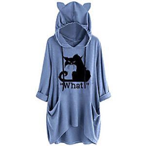 Women's Shift Dress Short Mini Dress Blue Yellow Dusty Rose Gray Half Sleeve Cat Animal Pocket Plus High Low Print Fall Hooded Casual 2021 S M L XL XXL 3XL 4XL 5XL miniinthebox