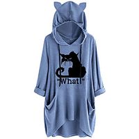 Women's Shift Dress Short Mini Dress Blue Yellow Dusty Rose Gray Half Sleeve Cat Animal Pocket Plus High Low Print Fall Hooded Casual 2021 S M L XL XXL 3XL 4XL 5XL miniinthebox - thumbnail