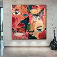 Handmade Oil Painting Canvas Wall Art Decoration Picasso-Style Figures Abstract for Home Decor Rolled Frameless Unstretched Painting miniinthebox