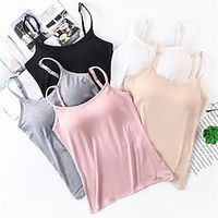 Women's Pajamas Top Pure Color Simple Comfort Daily Rayon Breathable Straps Sleeveless Strap Top Backless Chest pads Summer Spring Black White Lightinthebox - thumbnail