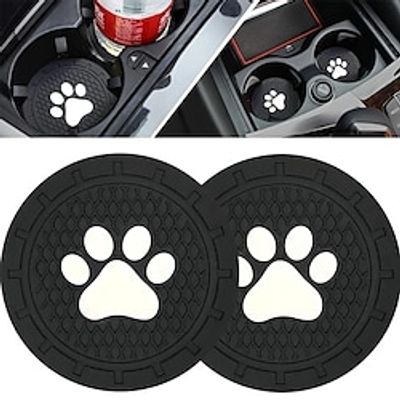 2pcs Car Cup Holder Coasters, 2.75 Inch Silicone Anti Slip Cute Dog Paw Car Coasters Universal Car Interior Accessories Lightinthebox