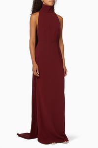 Langley Draped Crepe Halter Gown