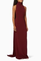 Langley Draped Crepe Halter Gown - thumbnail