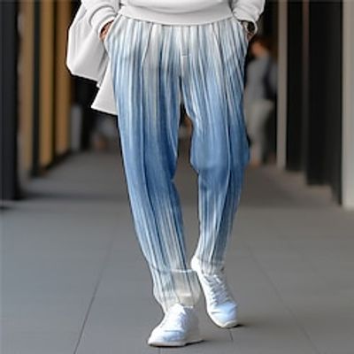 Men's Sweatpants Joggers Trousers Drawstring Elastic Waist Color Block Stripe Comfort Breathable Casual Daily Holiday Sports Fashion Blue Purple Lightinthebox