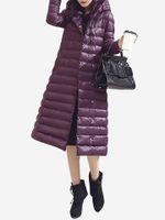 Pure Color Hooded Women Down Coats