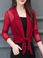 Lace Up Plain Cardigans - thumbnail