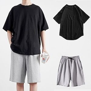 Men's T-shirt Suits Tee Set Plain Crewneck Sports  Outdoor Going out Short Sleeves Clothing Apparel Fashion Streetwear Casual Daily Lightinthebox