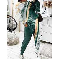 Women's Sweatshirt Tracksuit Pants Sets Graphic Abstract Black Pink Red Print Drawstring Long Sleeve Outdoor Casual Sports Daily Round Neck Regular Fit Spring   Fall Lightinthebox - thumbnail
