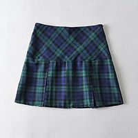 Women's Date Birthday Party Vintage Streetwear Skirts Plaid Split Black Blue Lightinthebox - thumbnail
