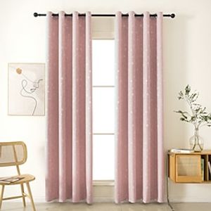 Blackout Curtains for Bedroom Kids Room Thermal Insulated Silver Twinkle Star Curtains for Boys Girls Antique Grommet Top Window Treatment 1 Panel Drapes for Nursery, Soft Thick Lightinthebox