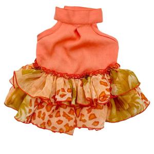 Coco Pets Peach Ruffles Dress- Large