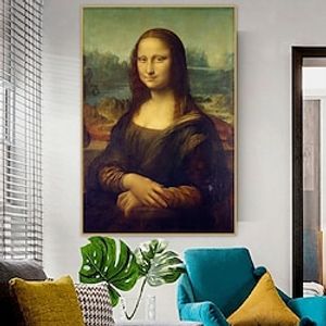 Handmade Hand Painted Oil Painting Wall Art Abstract Famous Leonardo da Vinci Mona Lisa Home Decoration Decor Rolled Canvas No Frame Unstretched miniinthebox