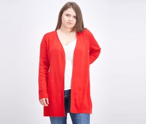 Womens Ribbed-Knit Open-Front Cardigan  Ravishing Red