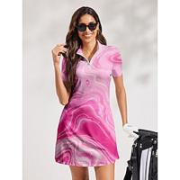 Women's Tennis Dress Golf Dress Pink Short Sleeve Dress Ladies Golf Attire Clothes Outfits Wear Apparel Lightinthebox