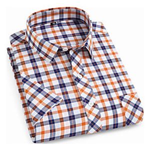 Men's Shirt Other Prints Plaid Short Sleeve Daily Tops Business Basic White Blue Yellow Lightinthebox