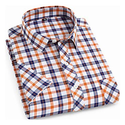 Men's Shirt Other Prints Plaid Short Sleeve Daily Tops Business Basic White Blue Yellow Lightinthebox