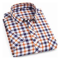 Men's Shirt Other Prints Plaid Short Sleeve Daily Tops Business Basic White Blue Yellow Lightinthebox - thumbnail