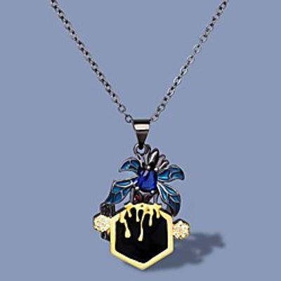 Women's Blue AAA Cubic Zirconia Necklace Monogram Floral / Botanicals Artistic Gothic European Brass Black 50 cm Necklace Jewelry 1pc For Halloween Street Masquerade Birthday Party miniinthebox