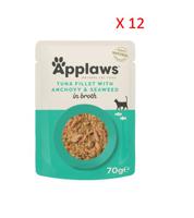 Applaws Tuna with Anchovy & Seaweed in Broth Wet Cat Food 70g x 12