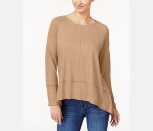 Womens Cotton High-Low Top  Natural Blush
