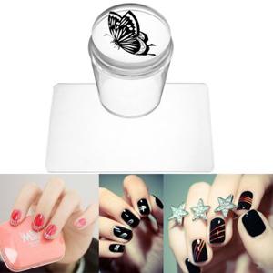 Silicone Clear Stamper Scraper Printer Kit Nail Art Manicure Tools DIY Design With Cap