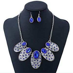 Women's Jewelry Set Retro Flower Stylish Imitation Diamond Earrings Jewelry Blue / Red For Gift Festival 1 set miniinthebox