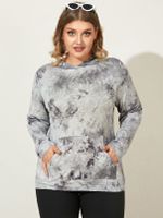 YOINS Plus Size Tie Dye Pocket Design Hooded Design Long Sleeves Sweatshirt - thumbnail