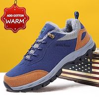 Men's Casual Shoes Trekking Shoes Fleece lined Hiking Sporty Outdoor PU Warm Lace-up Camel Blue Green Winter Lightinthebox - thumbnail