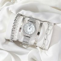 5pcsset Women's Watch Luxury Rhinestone Quartz Watch Analog Stainless Steel Wrist Watch  Bracelets, Gift For Mom Her Lightinthebox - thumbnail