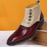 Men's Boots Button Boots Retro Formal Shoes Dress Shoes Walking British Daily PU Breathable Massage Comfortable Booties  Ankle Boots Zipper Brown Color Block Fall Winter Lightinthebox - thumbnail