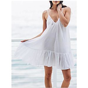 Women's Strap Dress Short Mini Dress White Sleeveless Solid Color Summer Casual / Daily 2021 S M L XL XXL XXXL miniinthebox