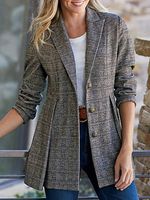 Spring And Autumn Lapel Plaid Blazer