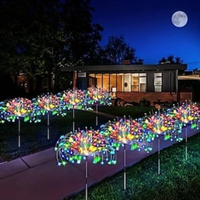 1 Pack solar powered 8-function Christmas decorative fireworks lamp, floor mounted lawn light, holiday wedding, Christmas Halloween outdoor waterproof decorative lamp 90120150200Leds Lightinthebox