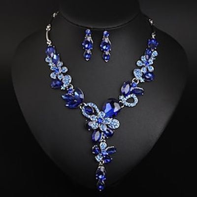 Jewelry Set 3pcs Glass Alloy Earrings Necklace Women's Elegant Simple Luxury Geometrical Geometric Jewelry Set For Wedding Party Wedding Guest Lightinthebox