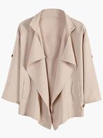 Asymmetric Neck Plain Trench Coat - thumbnail