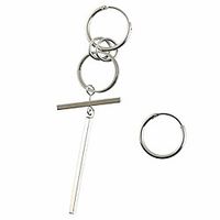 kpop bts earrings bangtan boys stud doulbe ring silver stainless steel cross ear stud chain hoop earrings for women men punk jewelry Lightinthebox - thumbnail