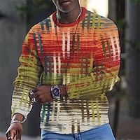 Graphic Color Block Designer Retro Vintage Casual Men's 3D Print T shirt Tee Waffle T Shirt Sports Outdoor Holiday Going out T shirt Green Long Sleeve Crew Neck Shirt Spring   Fall Clothing Apparel Lightinthebox - thumbnail