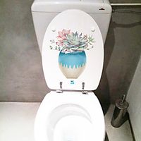 Floral Plants Wall Stickers Bathroom Toilet Removable PVC Home Decoration Wall Decal 1pc miniinthebox - thumbnail