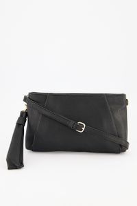 Womens Pleated Crossbody Bag 17 H x 28 L x 4 W cm  Black