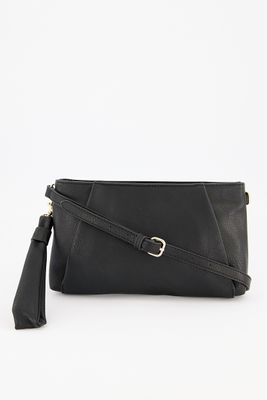 Womens Pleated Crossbody Bag 17 H x 28 L x 4 W cm  Black