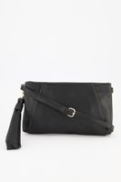 Womens Pleated Crossbody Bag 17 H x 28 L x 4 W cm  Black - thumbnail