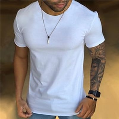 Men's T shirt Tee Solid Color Boat Neck White Street Holiday Short Sleeve Clothing Apparel Casual Comfortable  Summer  Summer Lightinthebox