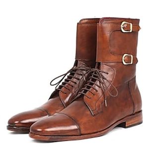 Men's Boots Button Boots Retro Formal Shoes Brogue Walking British Daily PU Warm Comfortable Wear Resistance Booties / Ankle Boots Zipper Brown Fall Winter miniinthebox