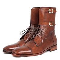 Men's Boots Button Boots Retro Formal Shoes Brogue Walking British Daily PU Warm Comfortable Wear Resistance Booties / Ankle Boots Zipper Brown Fall Winter miniinthebox - thumbnail