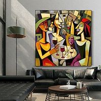 Picasso style Abstract Girl Happy Family drinking Handpainted Oil Painting on Canvas Modern Nordic Figure Handmade Wall Art Picture Living Room Decoration No Frame miniinthebox - thumbnail