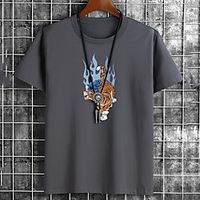 Men's Unisex Tee T shirt Hot Stamping Graphic Prints Tiger Animal Plus Size Print Short Sleeve Casual Tops Cotton Basic Fashion Designer Big and Tall White Black Dark Gray miniinthebox - thumbnail