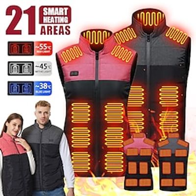 13151721 Areas Heated Vest USB Electric Heating Vests 3 Temperature Levels Electrically Warm Jacket for Ski Camping   For Women Men Lightinthebox
